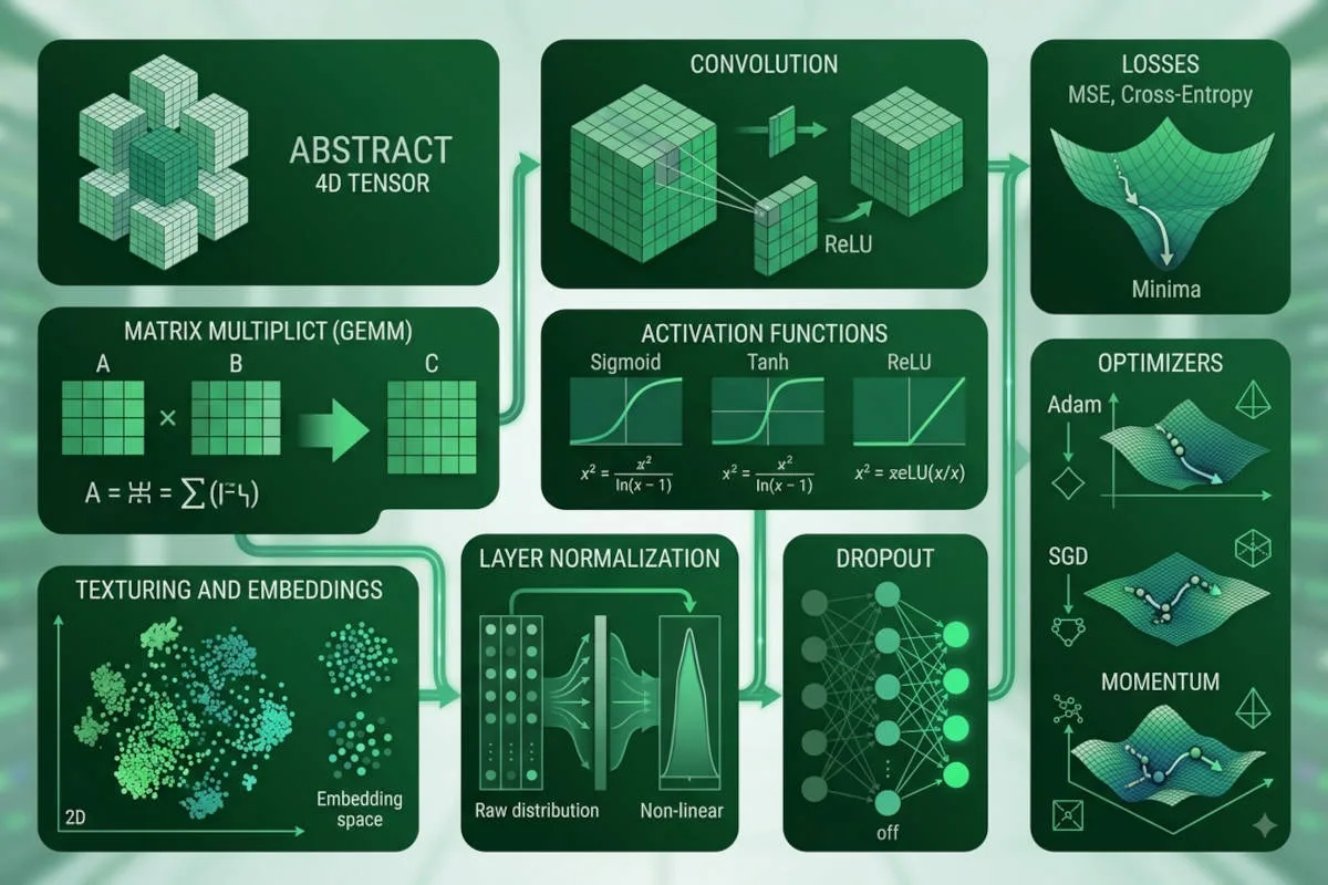 QNET neural network operations, layers, losses, and optimizers